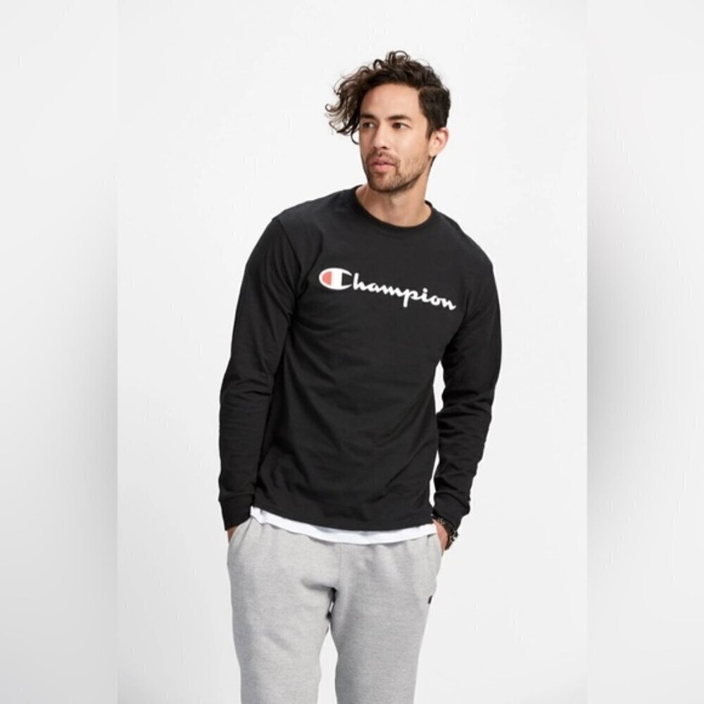 Champion Long Sleeve Shirt – Black – Size M – 100% Cotton – Made in Cambodia